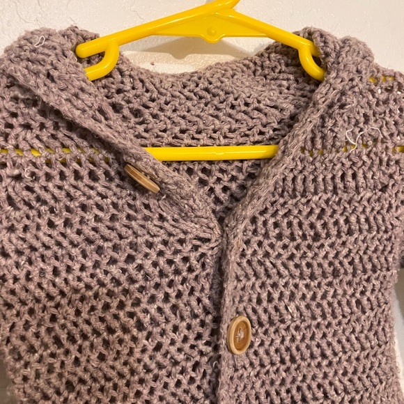 Sweater petticoat over coat hand crochet with back now purple gray 2 years - Picture 5 of 8